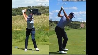 Justin Thomas golf swing  Long Iron faceon amp downtheline July 2017 [upl. by Iong]