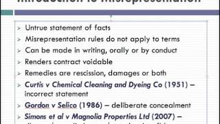 Misrepresentation Lecture 1 of 4 [upl. by Ranit680]